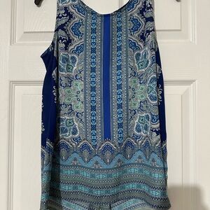 Cynthia Rowley Blue and Teal Paisley Top
